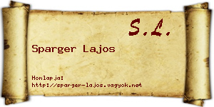 Sparger Lajos névjegykártya
